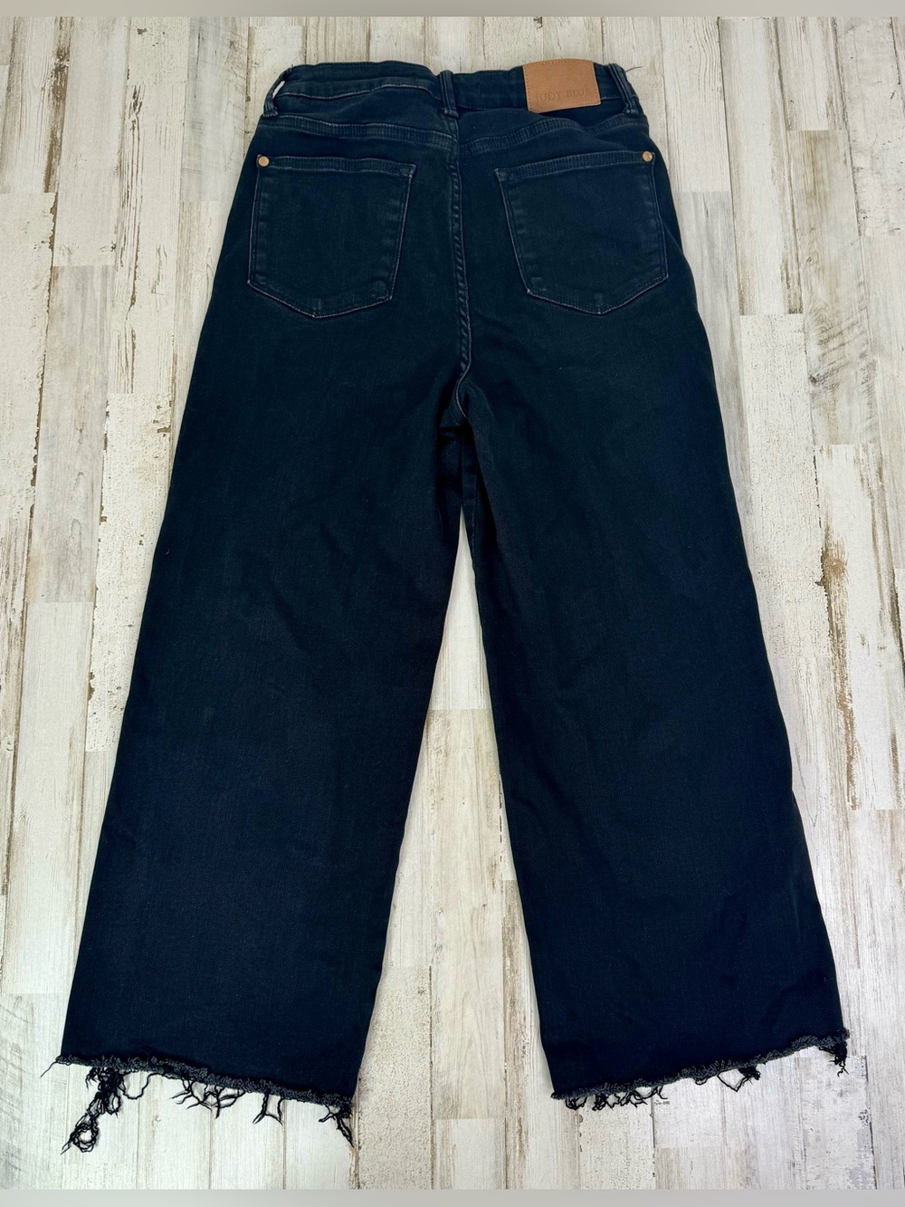 Judy Blue Jeans Womens 9/29 Black High Rise Wide Crop Fit